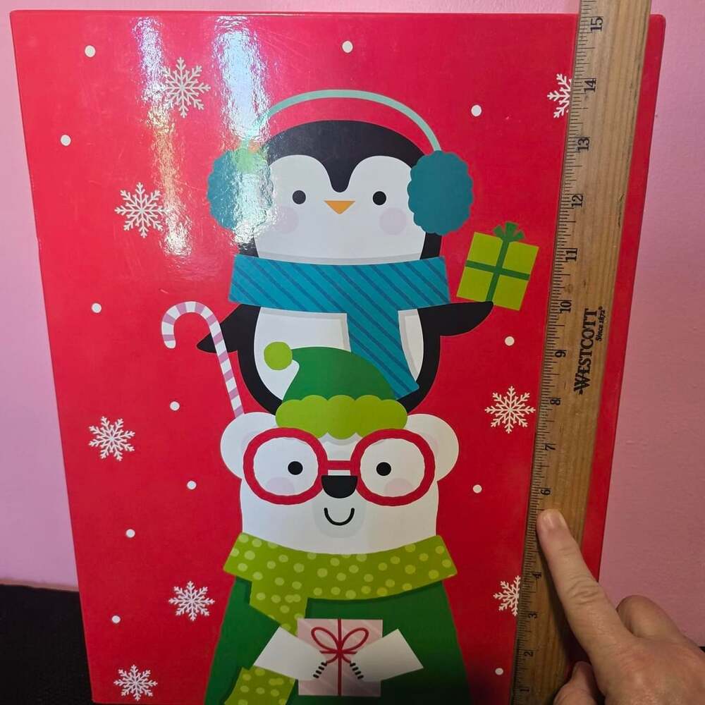 Old East Main Co. Christmas Gift Box Penguin and Polar Bear